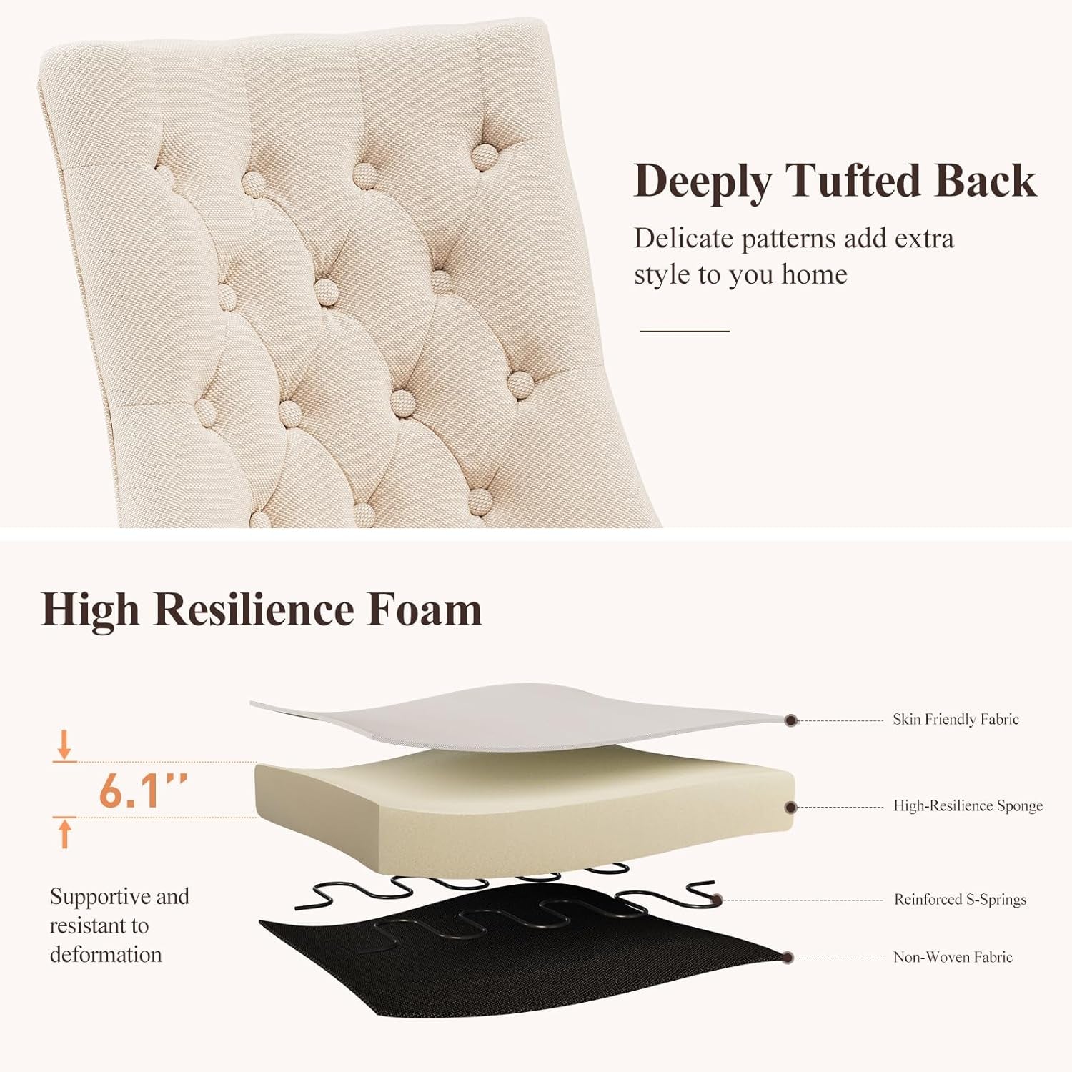 Beige Tufted Contemporary Dining Chairs Collection