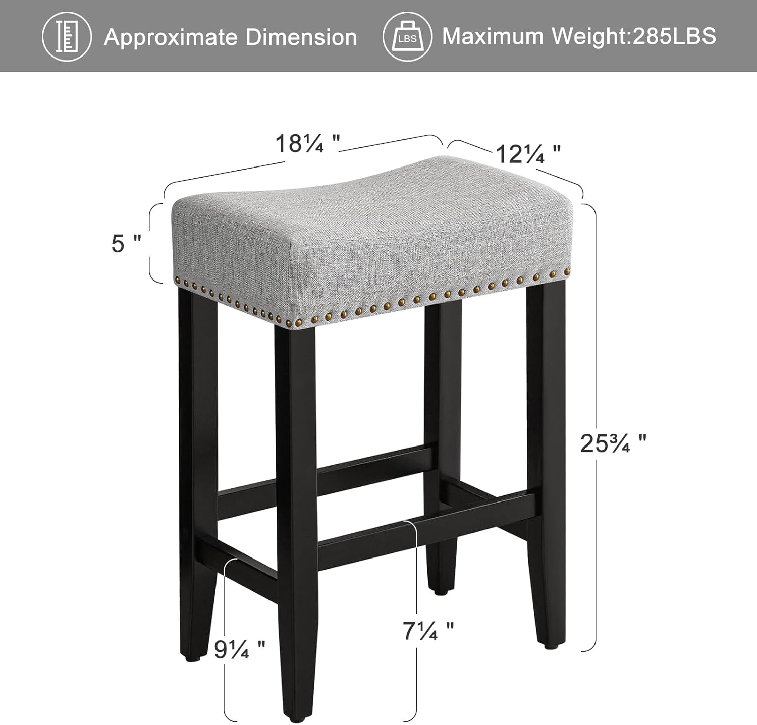 Ergonomic Upholstered Bar Stools Set for Kitchen Island