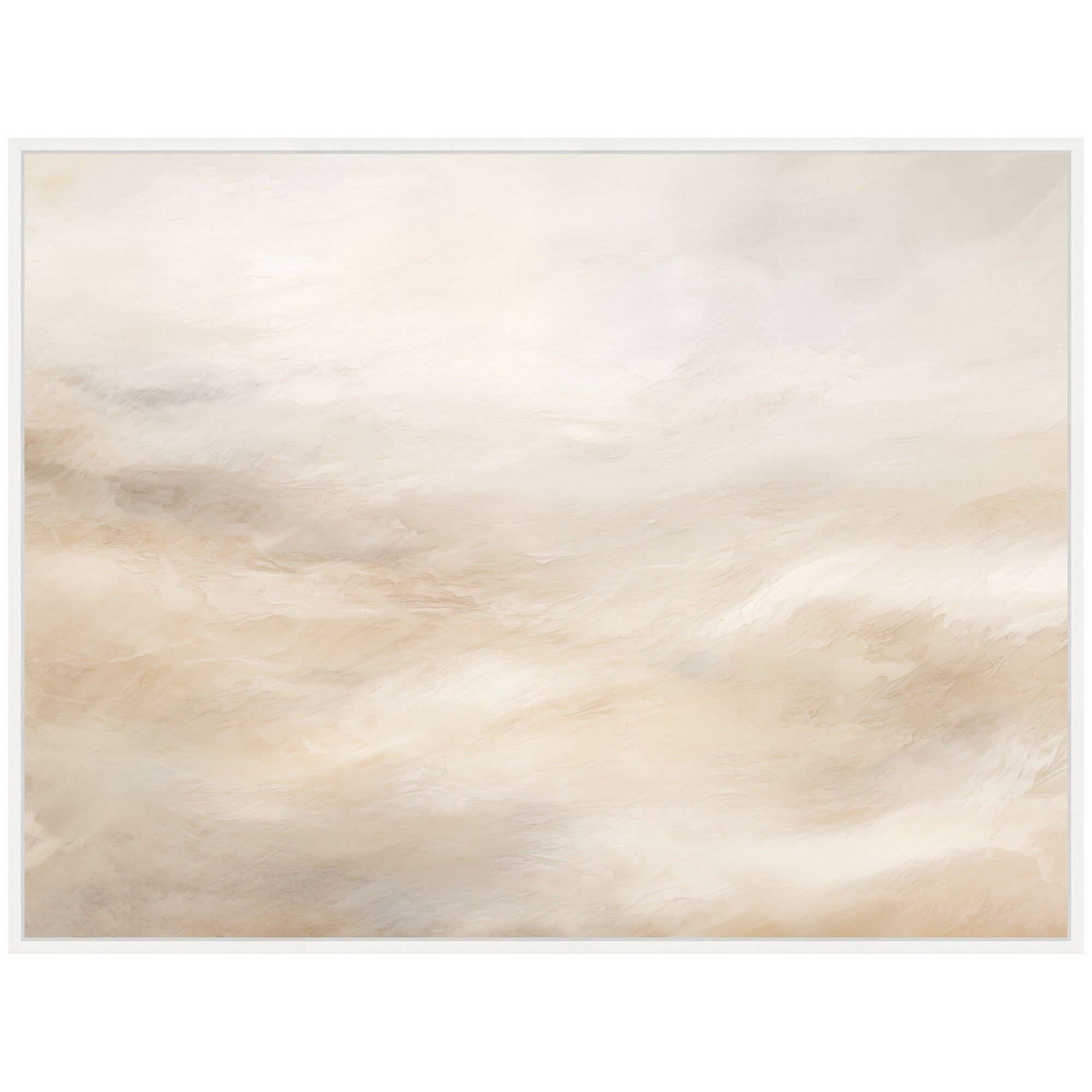 Sylvie Tonal Abstract Textural White and Beige Light Natural Neutrals Horizontal Framed Canvas by The Creative Bunch Studio