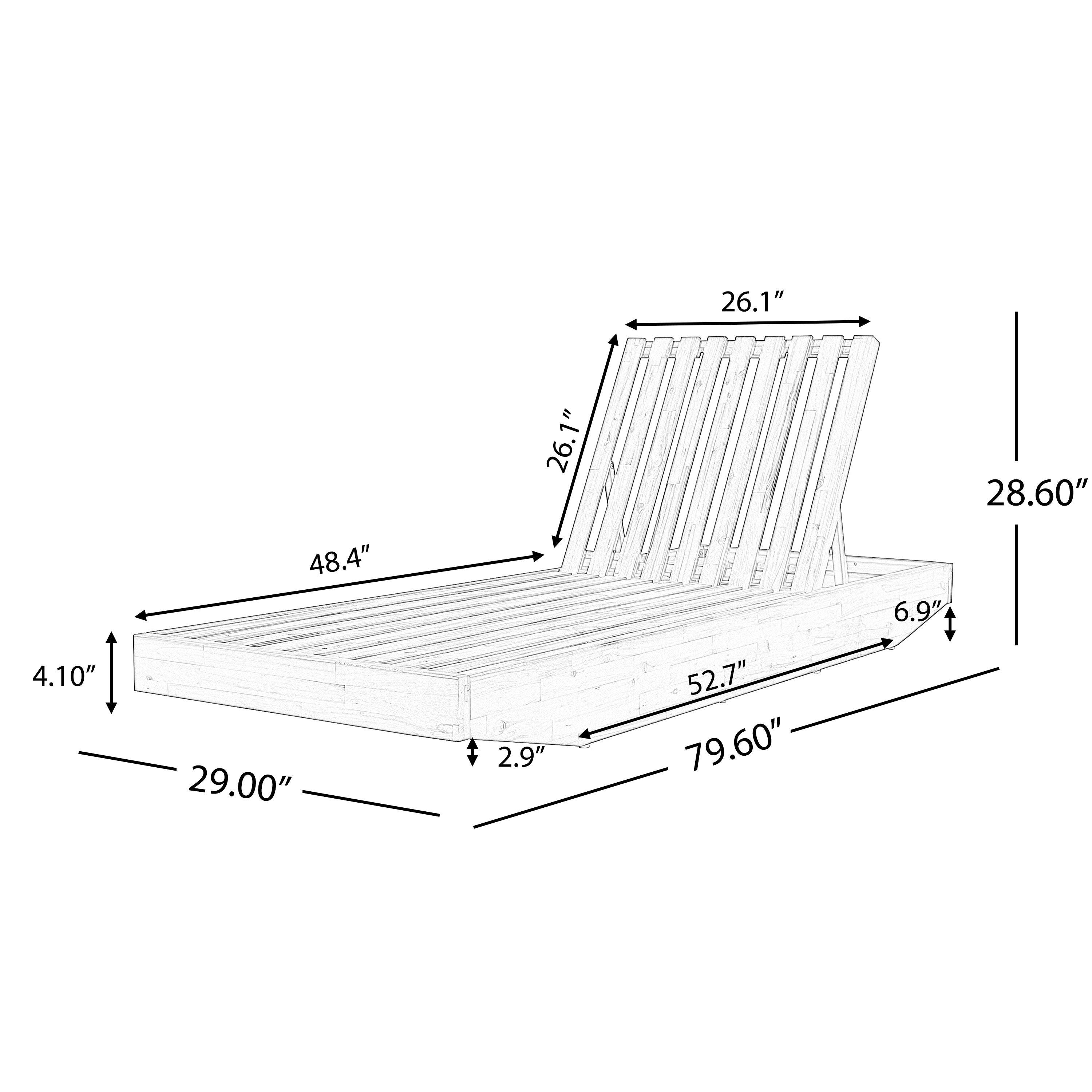Acacia Wood Chaise Lounge with Cushion