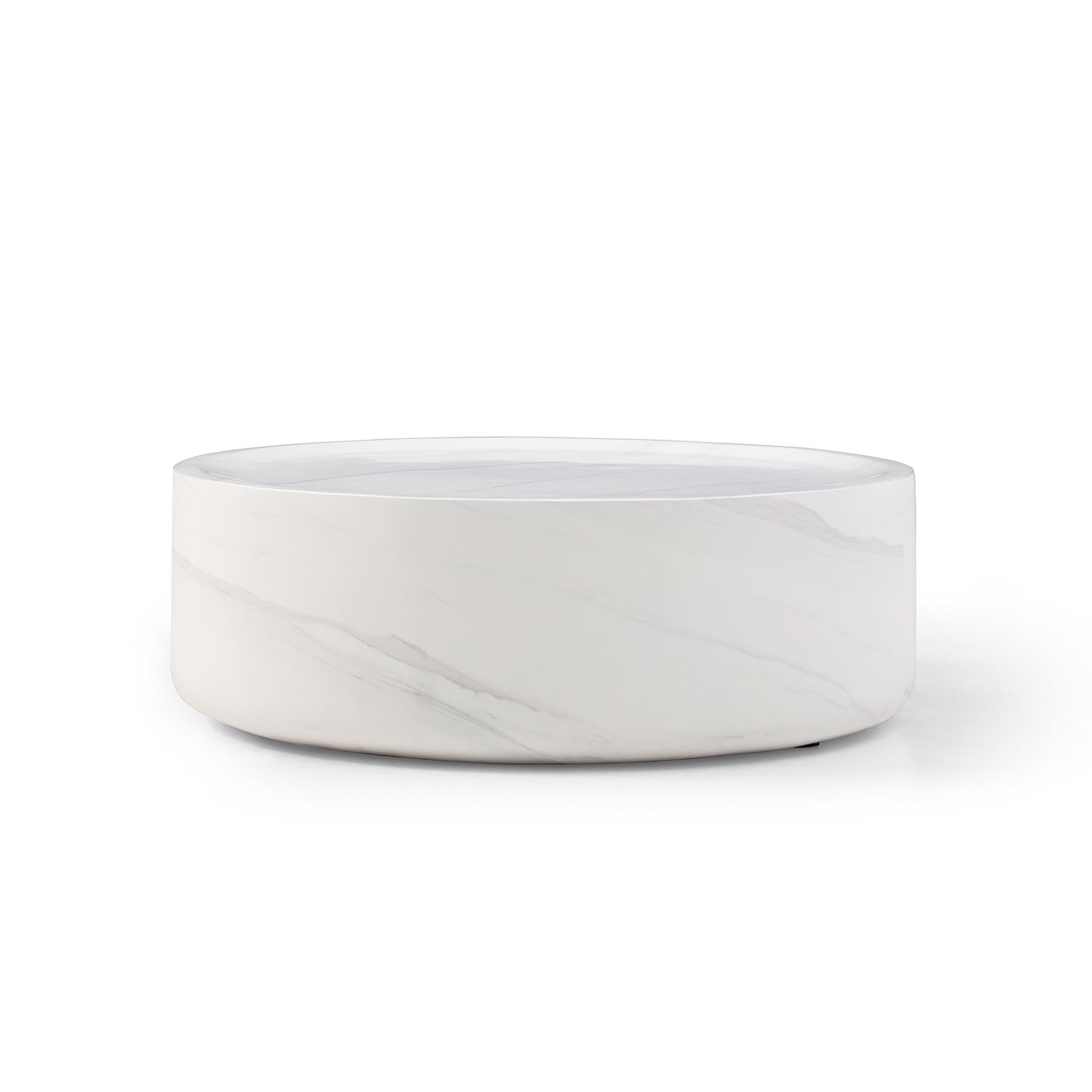 White Marble Round Fiberglass Coffee Table-1