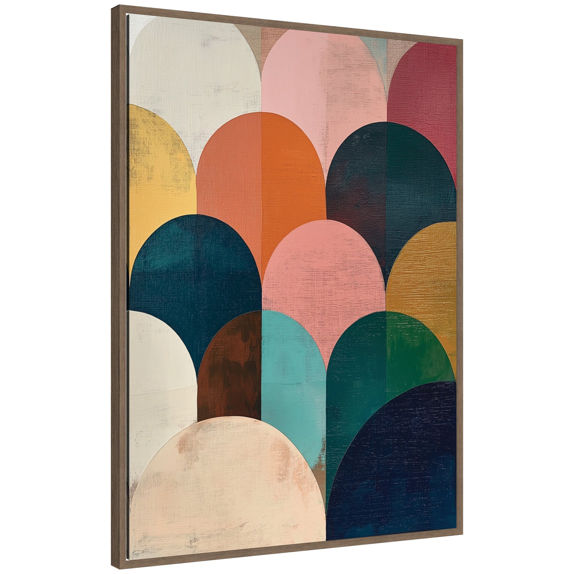 Sylvie Minimalist Geometric Abstract Jewel Tone Framed Canvas by The Creative Bunch Studio