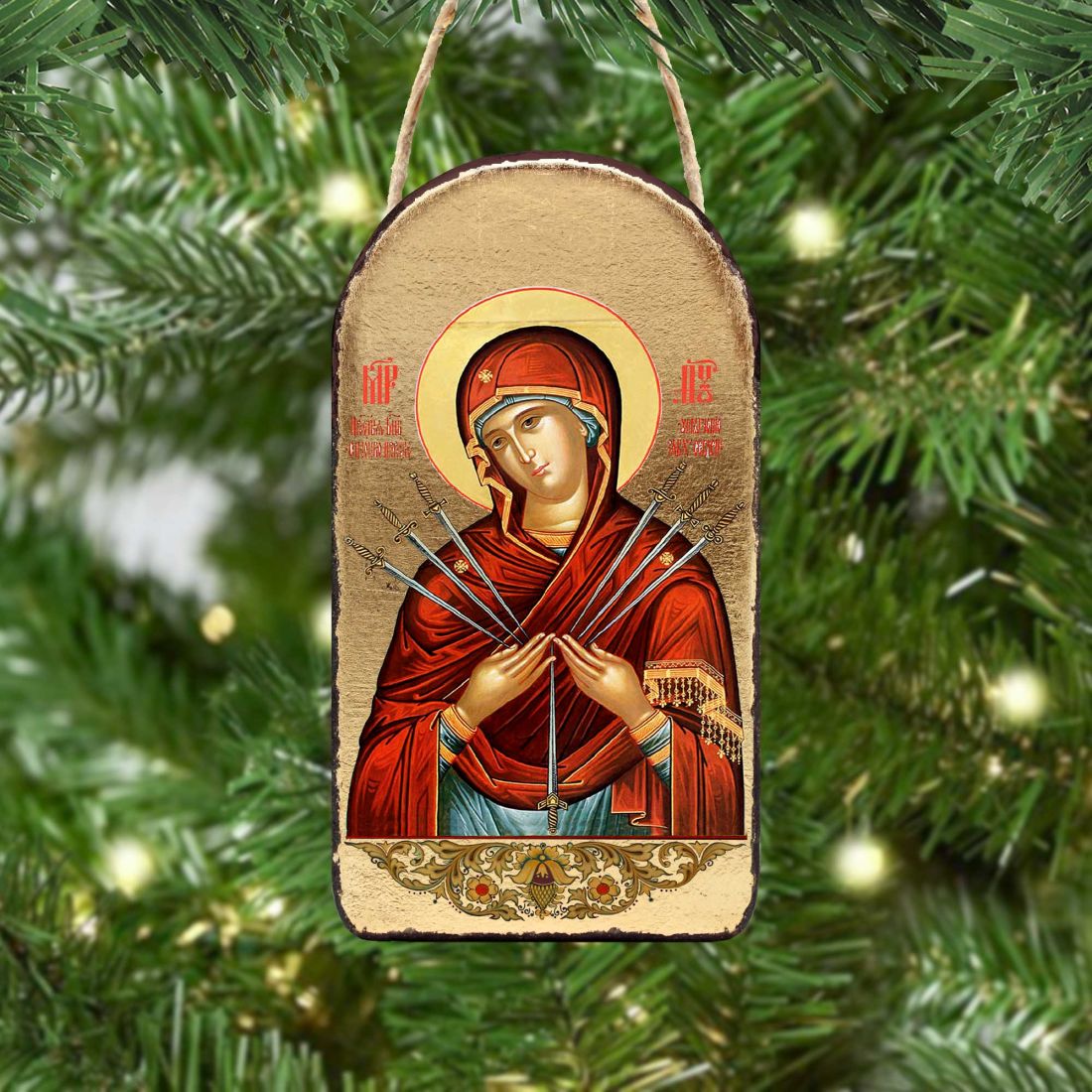 Virgin Mary of The Seven Swords Religious Christian Sacred Icon Ornament | Inspirational Icon Décor - 87037-2