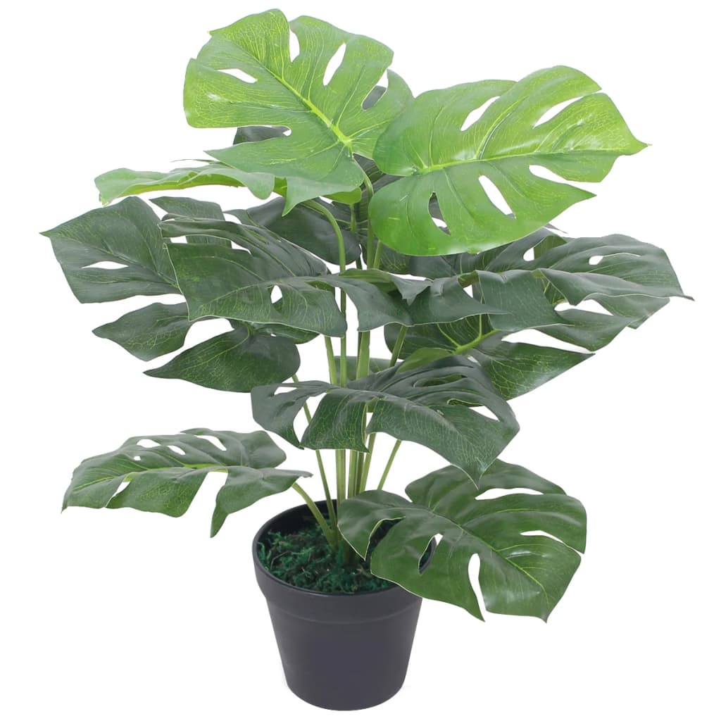 vidaXL Artificial Monstera Plant with Pot 17.7" Green-0