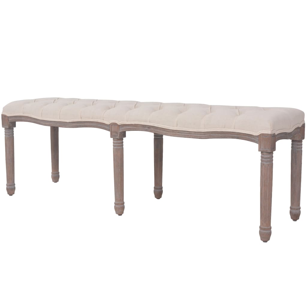 vidaXL Bench Upholstered Dining Bench for Bedroom Living Room Linen Solid Wood-0