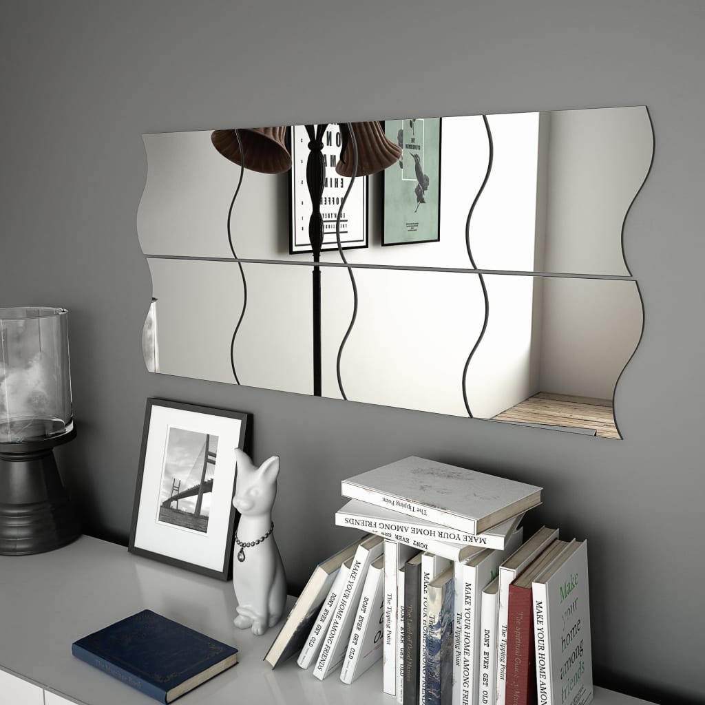 vidaXL Wall Mirrors 8 pcs 7.9"x7.9" Wave Glass-0