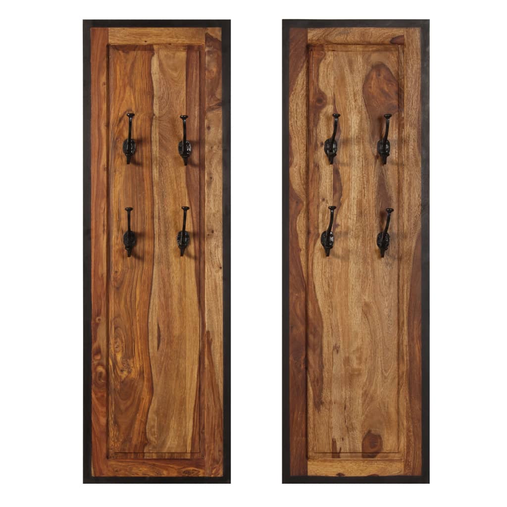 vidaXL Coat Racks 2 pcs Solid Sheesham Wood-2