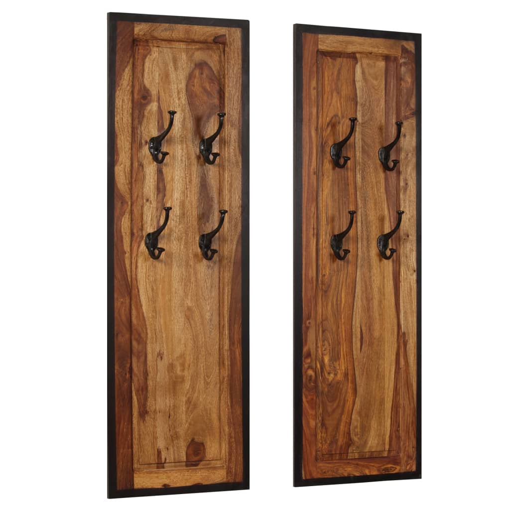 vidaXL Coat Racks 2 pcs Solid Sheesham Wood-0