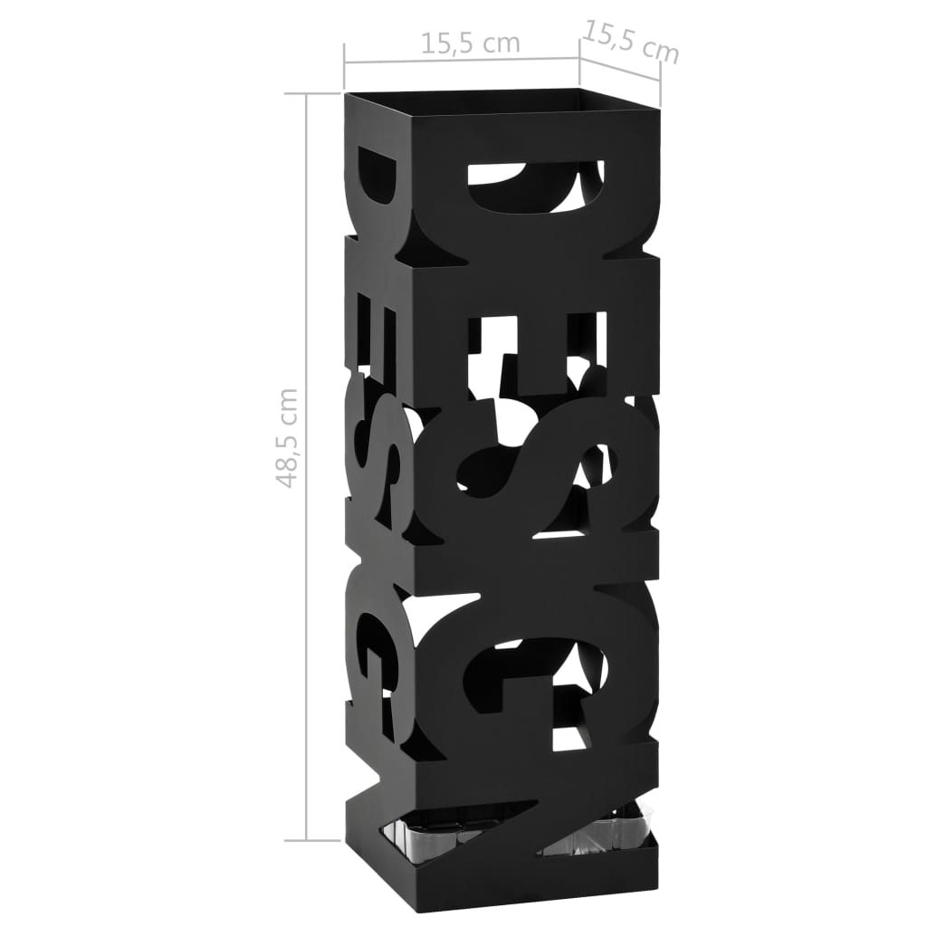 vidaXL Umbrella Stand Design Steel Black-3