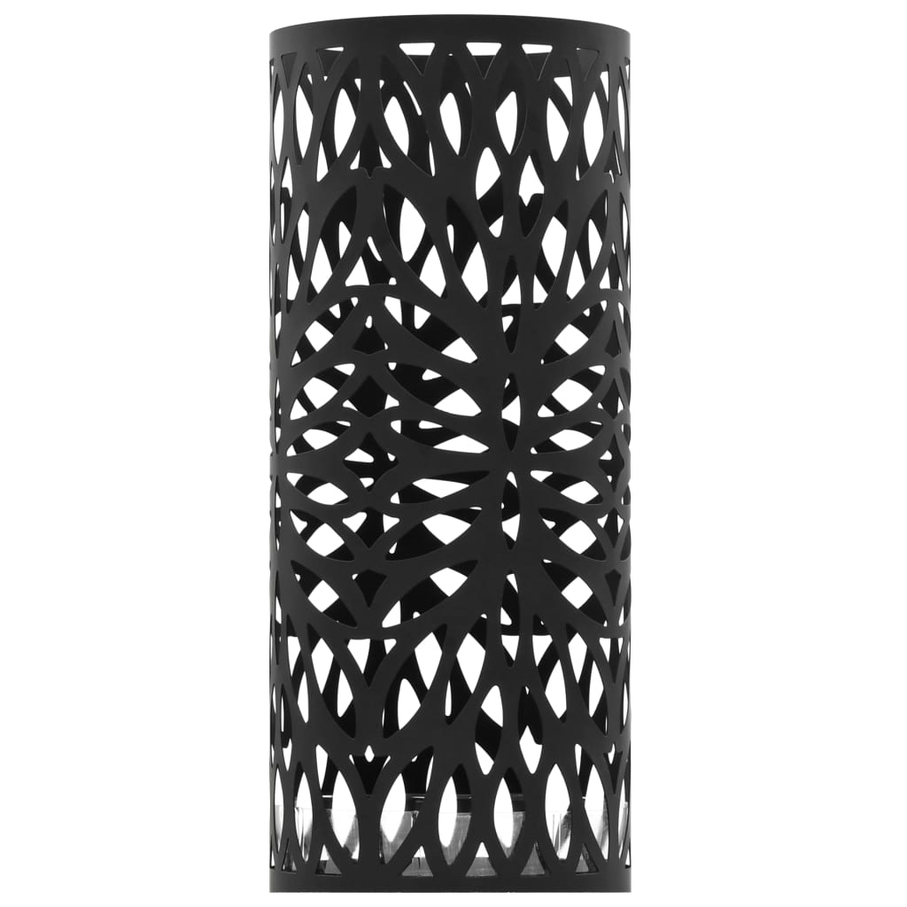 vidaXL Umbrella Stand Leaves Steel Black-4