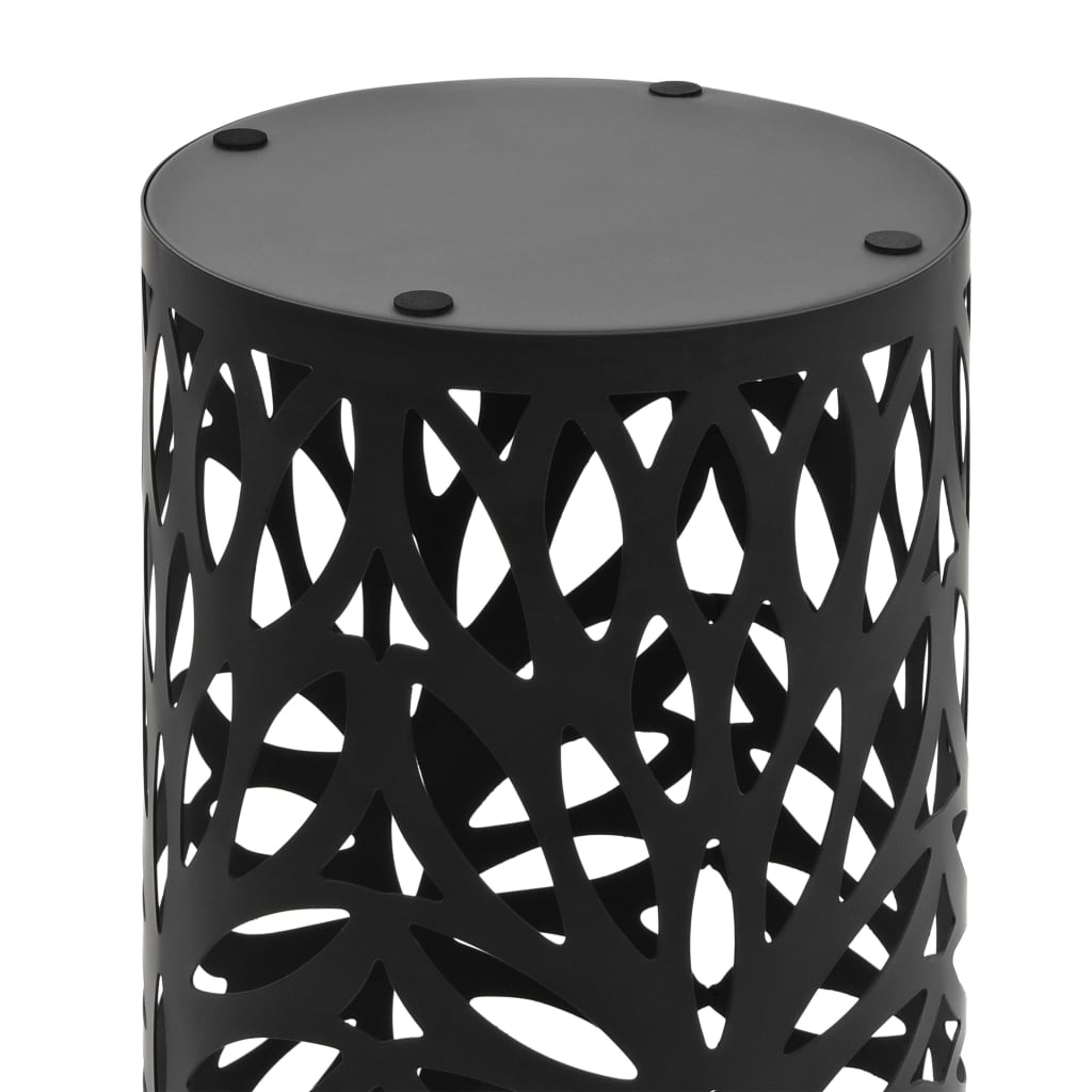 vidaXL Umbrella Stand Leaves Steel Black-2