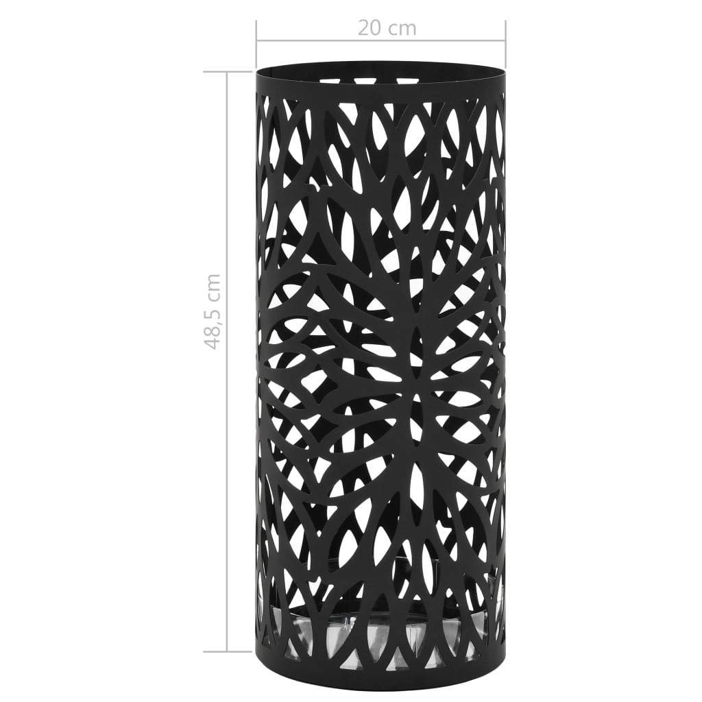 vidaXL Umbrella Stand Leaves Steel Black-3