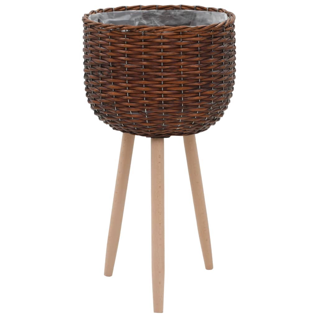 vidaXL Planter 3 pcs Wicker with PE Lining-4