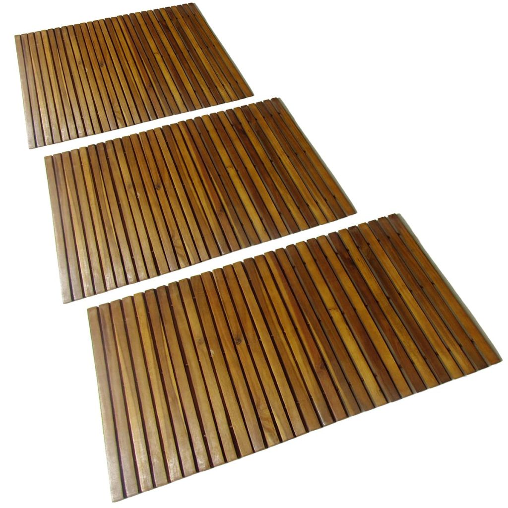 vidaXL Bathmat with Rubber Backing Bath Runner Bathroom Mat Acacia Hardwood-5