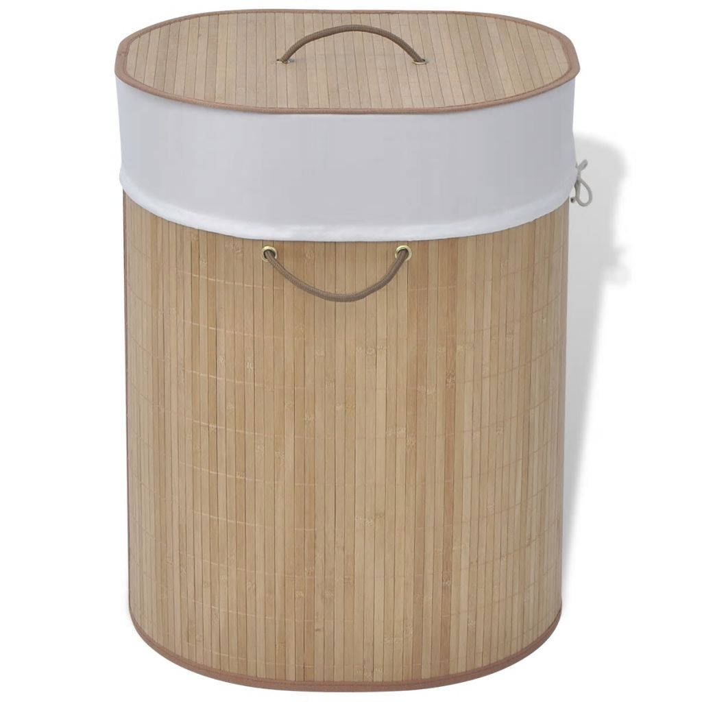 vidaXL Collapsible Laundry Basket Laundry Bin Dirty Clothes Hamper Bamboo-0