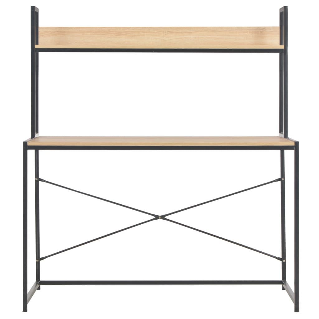 vidaXL Computer Desk Black and Oak 47.2"x23.6"x54.3"-2