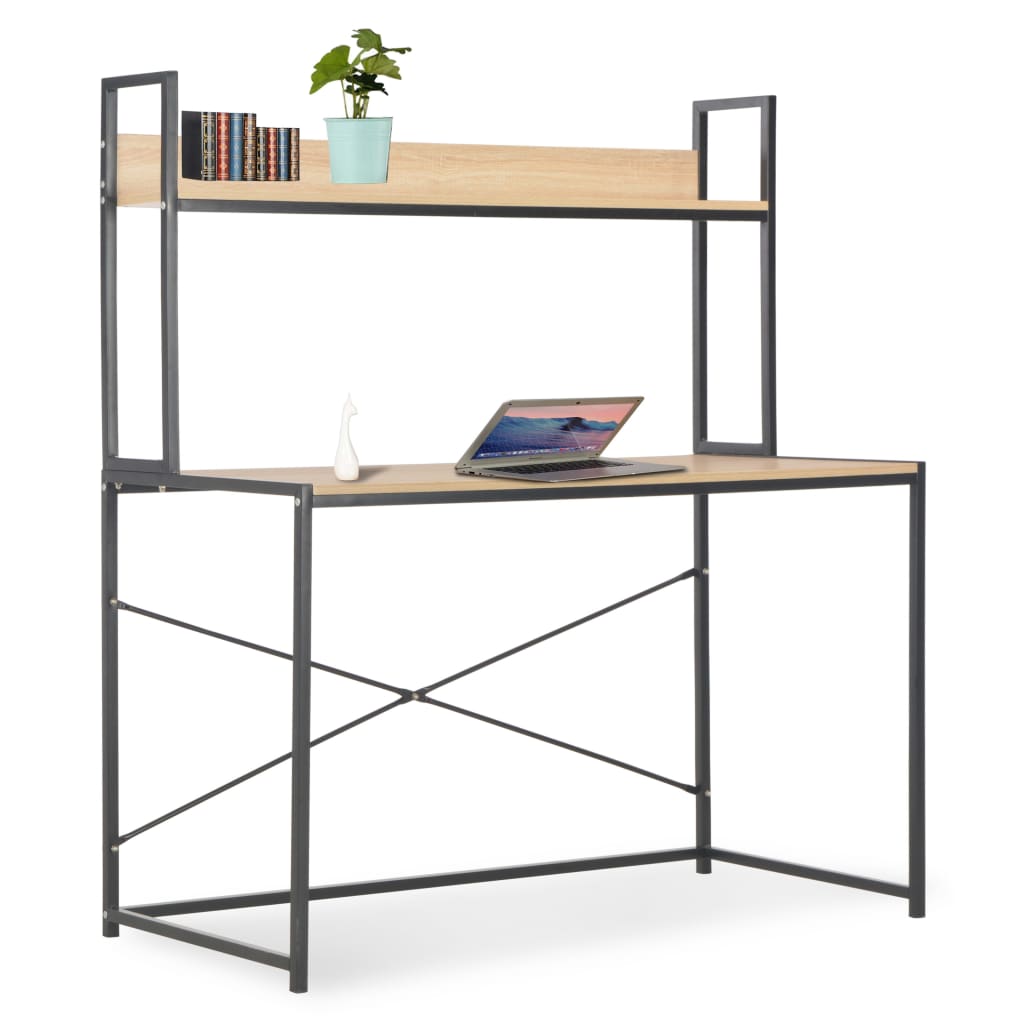 vidaXL Computer Desk Black and Oak 47.2"x23.6"x54.3"-0