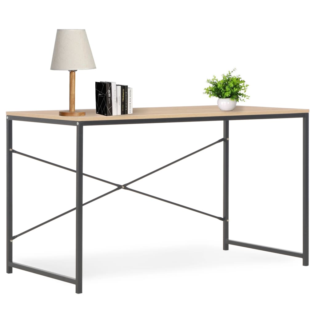 vidaXL Computer Desk Black and Oak 47.2"x23.6"x27.6"-0