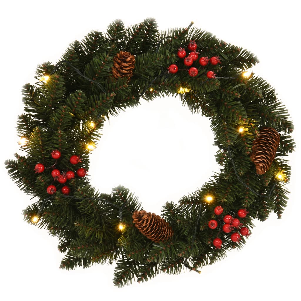 vidaXL Christmas Wreaths 2 pcs with Decoration Green 1 ft-1