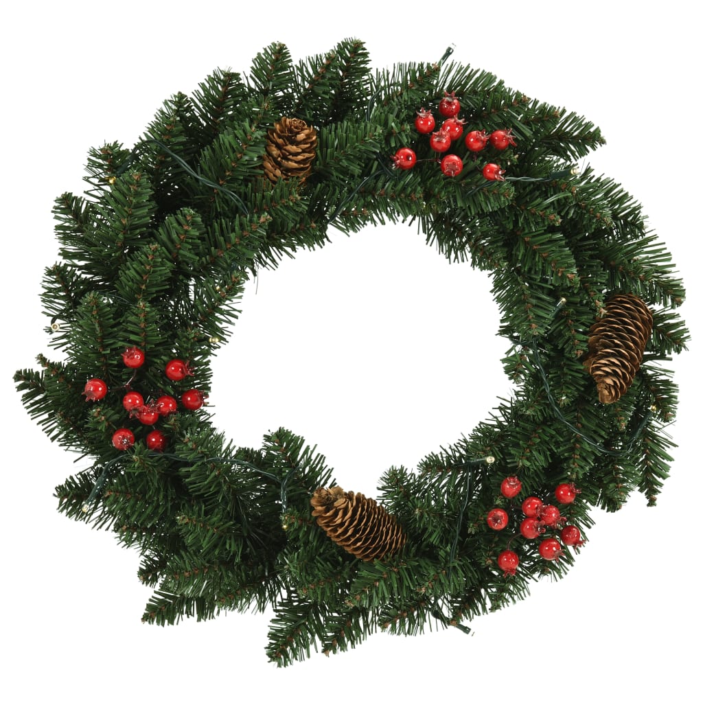 vidaXL Christmas Wreaths 2 pcs with Decoration Green 1 ft-2