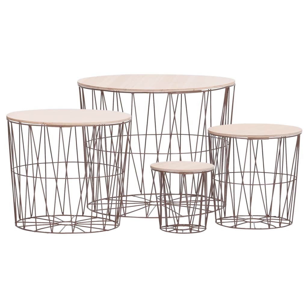 vidaXL Coffee Table 4 pcs Round End Table Sofa Table Living Room Furniture-2