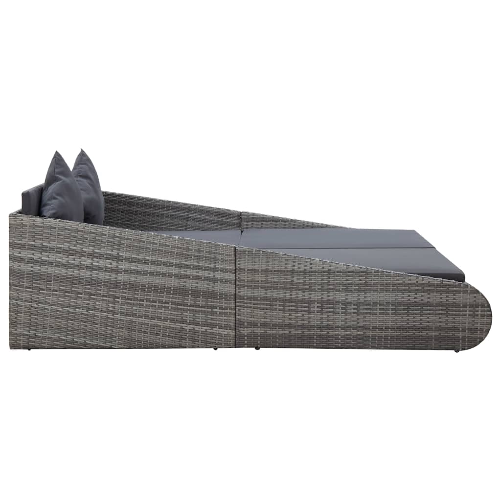 vidaXL Patio Bed Gray 43.3"x78.7" Poly Rattan-2