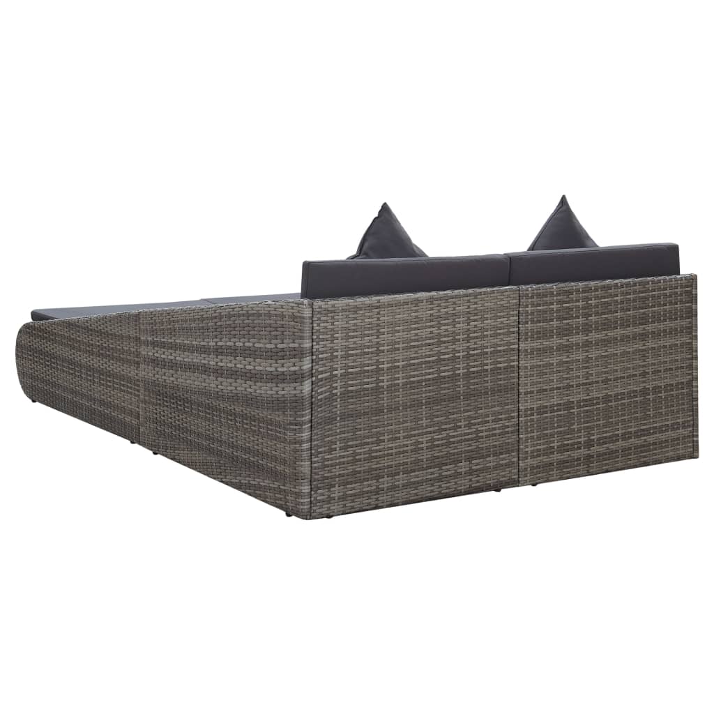 vidaXL Patio Bed Gray 43.3"x78.7" Poly Rattan-3