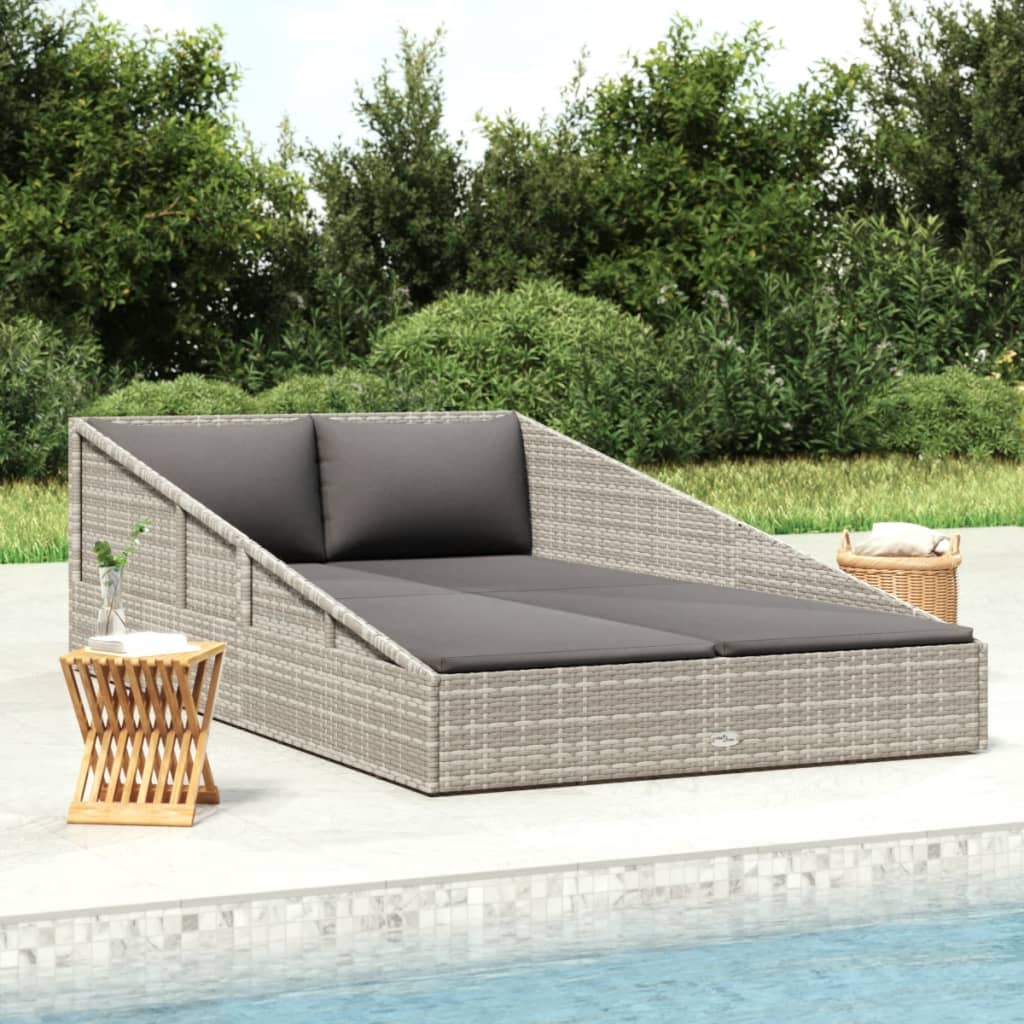 vidaXL Patio Bed Gray 43.3"x78.7" Poly Rattan-5