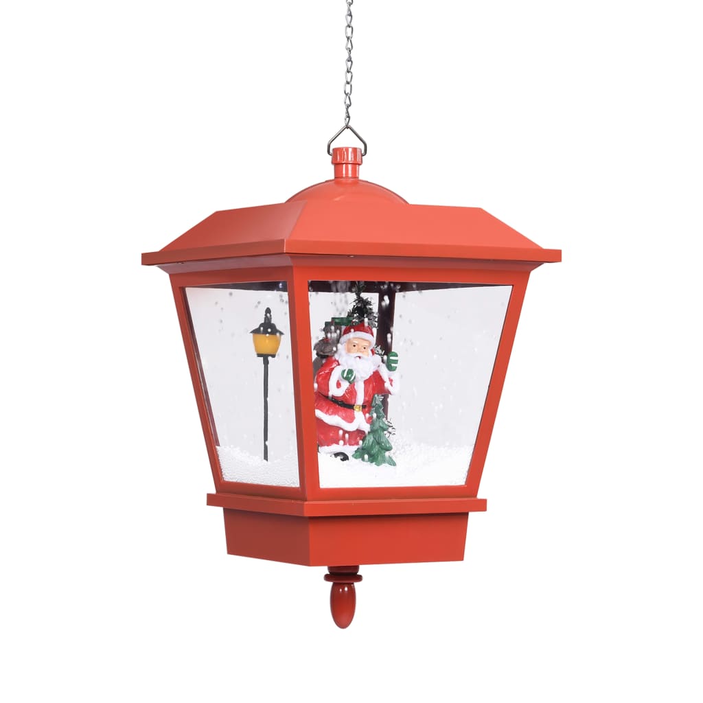 vidaXL Christmas Hanging Lamp with LED Light and Santa Red 10.6"x10.6"x17.7"-1