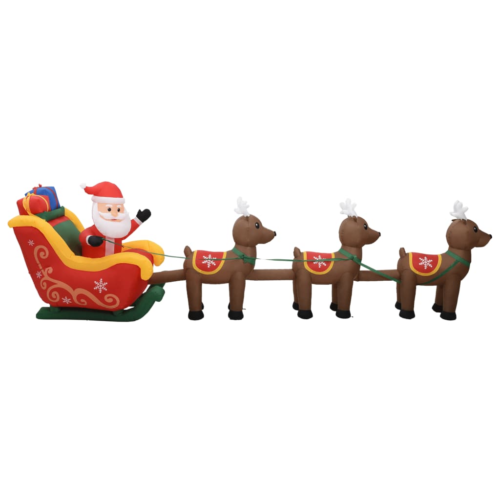 vidaXL Christmas Inflatable Santa and Reindeer Decoration LED 192.9"-1