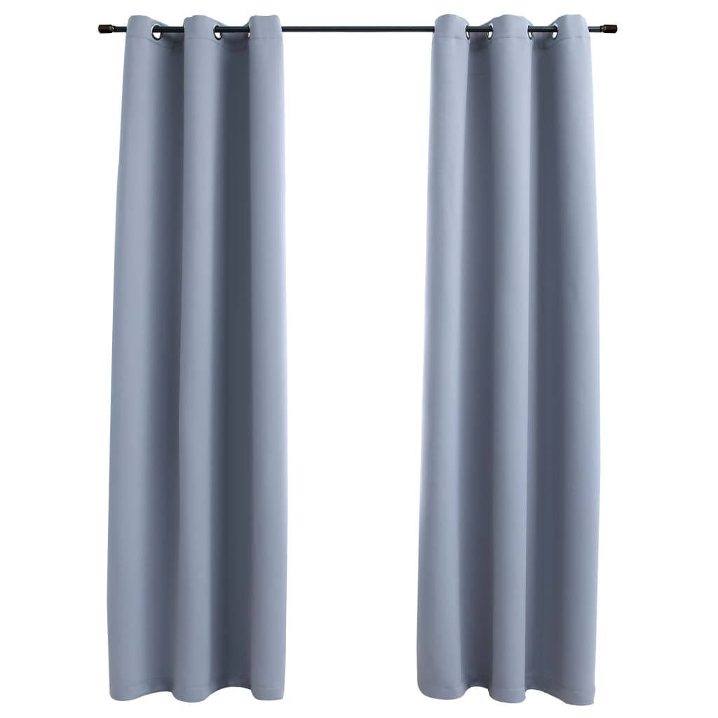 vidaXL Curtains 2 Pcs Roller Blackout Curtains Window Blinds with Rings Fabric-27