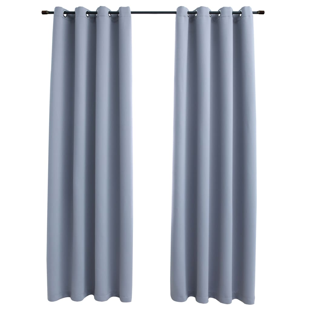 vidaXL Curtains 2 Pcs Roller Blackout Curtains Window Blinds with Rings Fabric-25