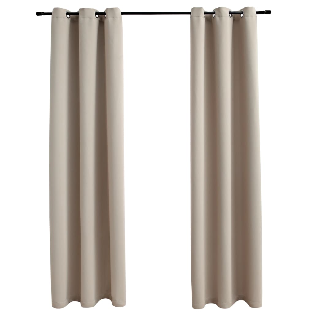 vidaXL Curtains 2 Pcs Roller Blackout Curtains Window Blinds with Rings Fabric-13