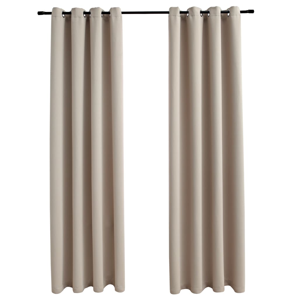 vidaXL Curtains 2 Pcs Roller Blackout Curtains Window Blinds with Rings Fabric-12