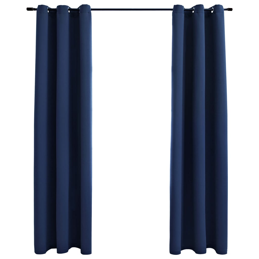 vidaXL Curtains 2 Pcs Roller Blackout Curtains Window Blinds with Rings Fabric-2