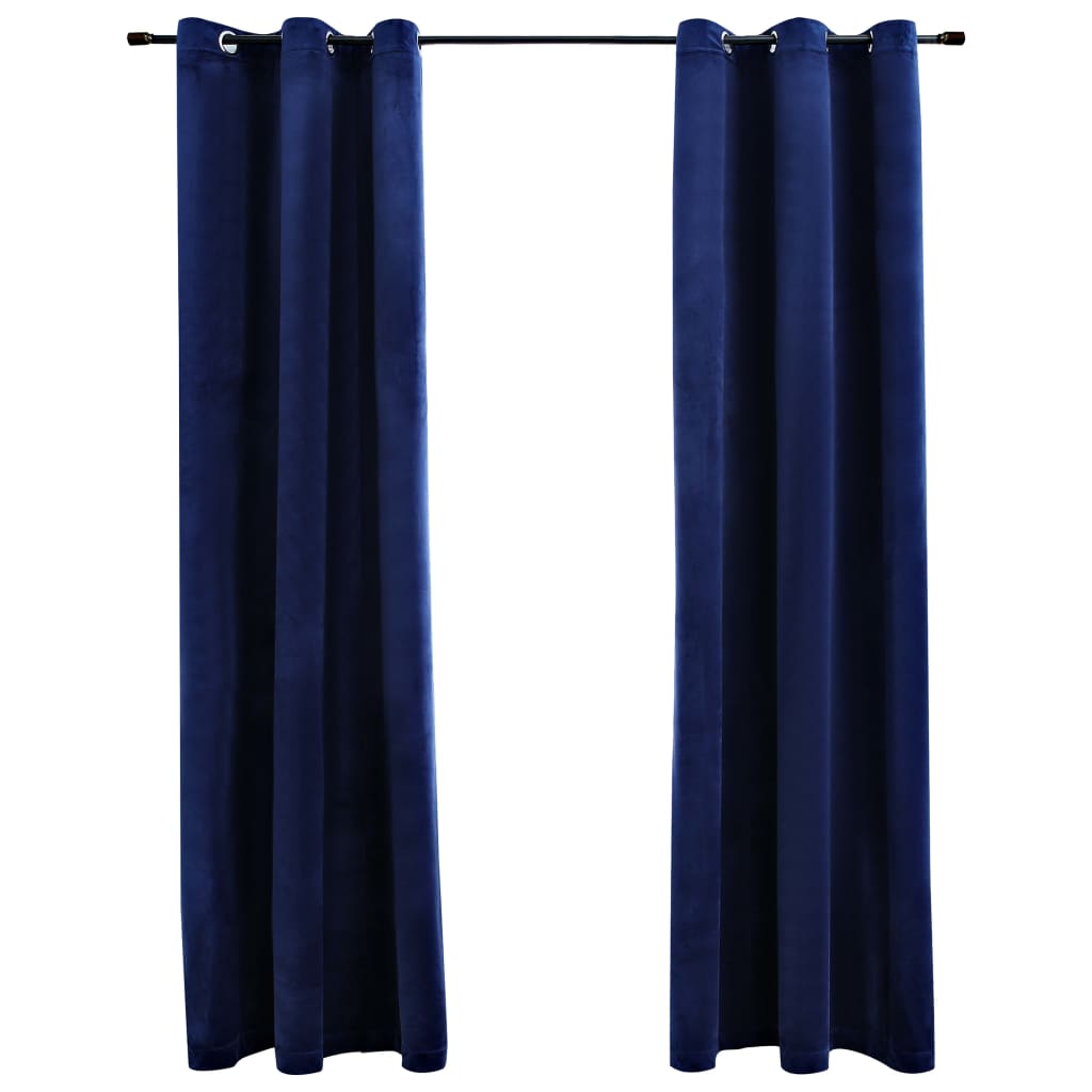 vidaXL Curtains 2 Pcs Roller Blackout Curtains Window Blinds with Rings Velvet-0