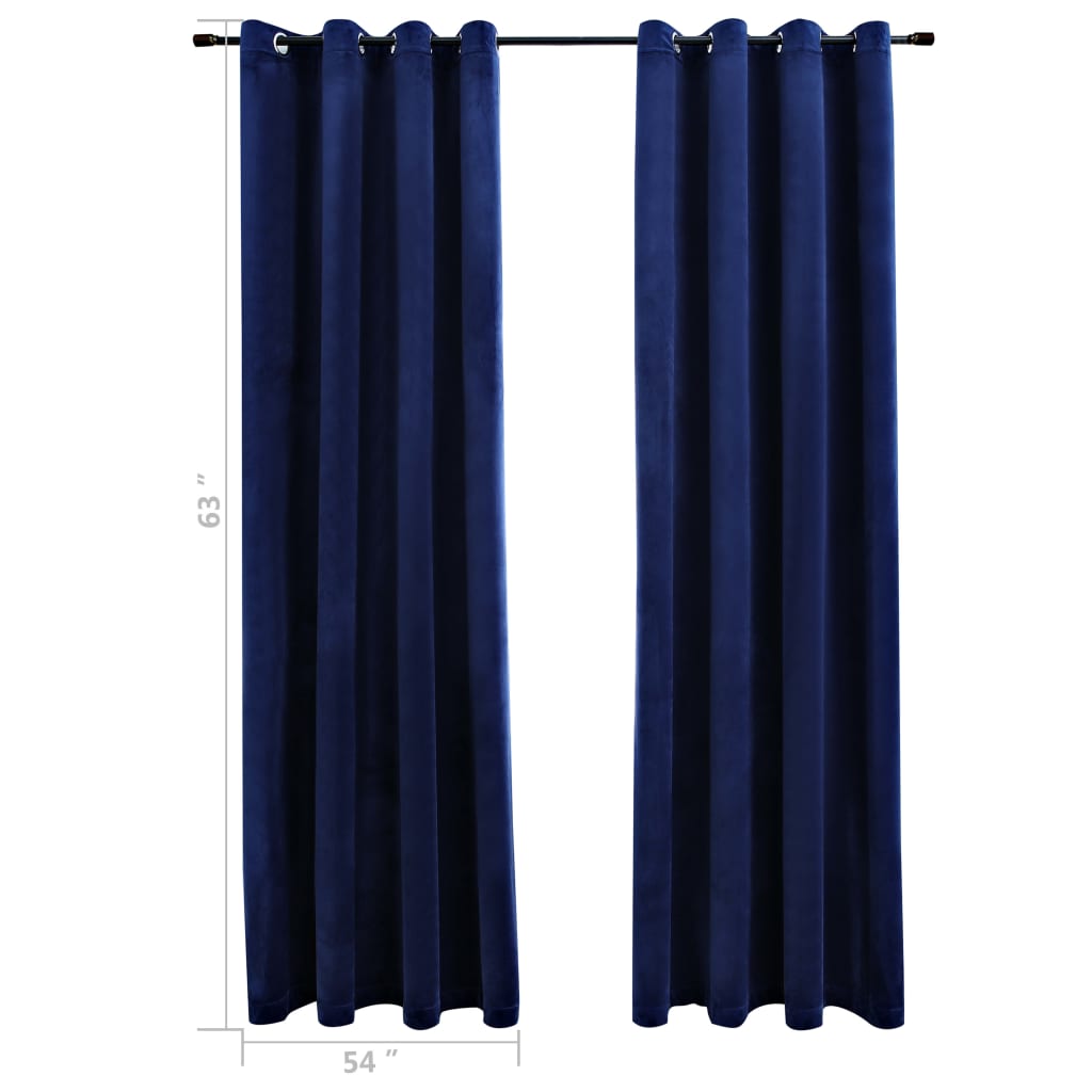 vidaXL Curtains 2 Pcs Roller Blackout Curtains Window Blinds with Rings Velvet-1