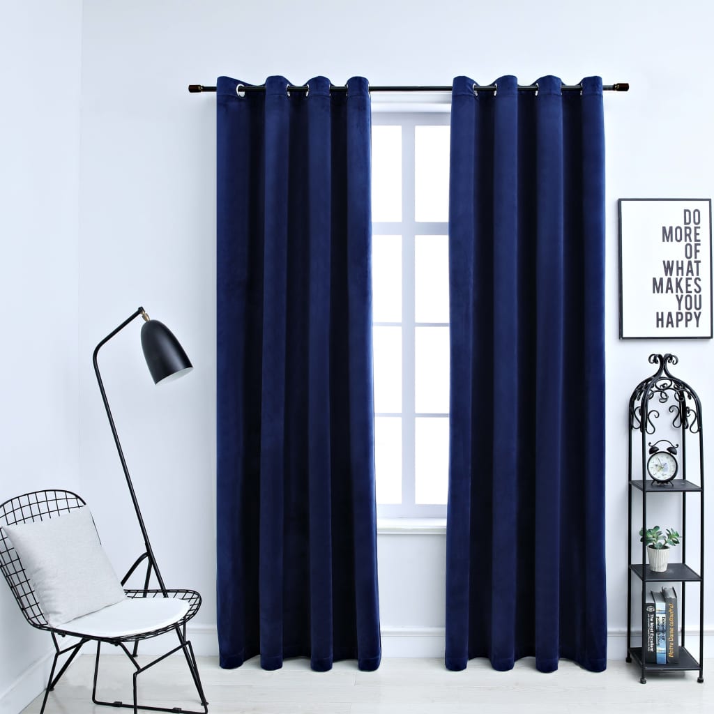 vidaXL Curtains 2 Pcs Roller Blackout Curtains Window Blinds with Rings Velvet-23