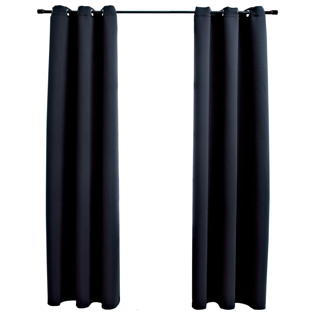 vidaXL Curtains 2 Pcs Roller Blackout Curtains Window Blinds with Rings Fabric-15