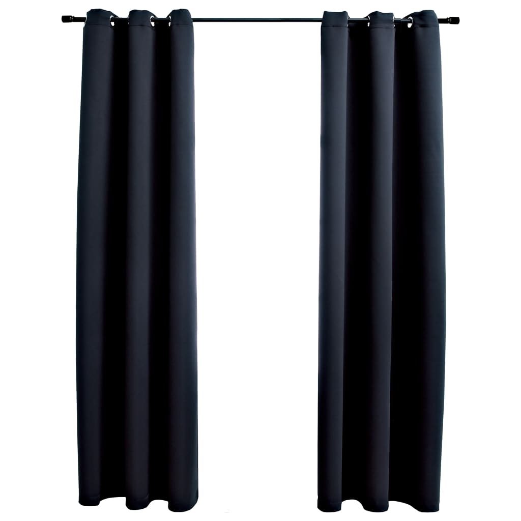 vidaXL Curtains 2 Pcs Roller Blackout Curtains Window Blinds with Rings Fabric-18