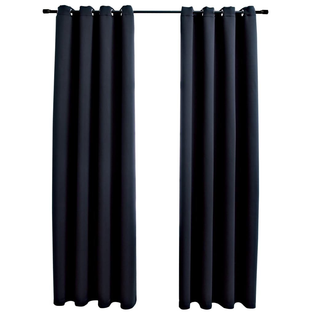 vidaXL Curtains 2 Pcs Roller Blackout Curtains Window Blinds with Rings Fabric-0