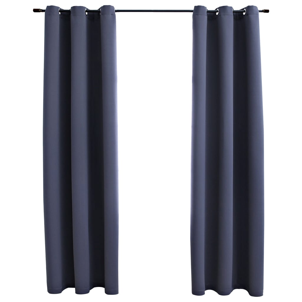 vidaXL Curtains 2 Pcs Roller Blackout Curtains Window Blinds with Rings Fabric-6