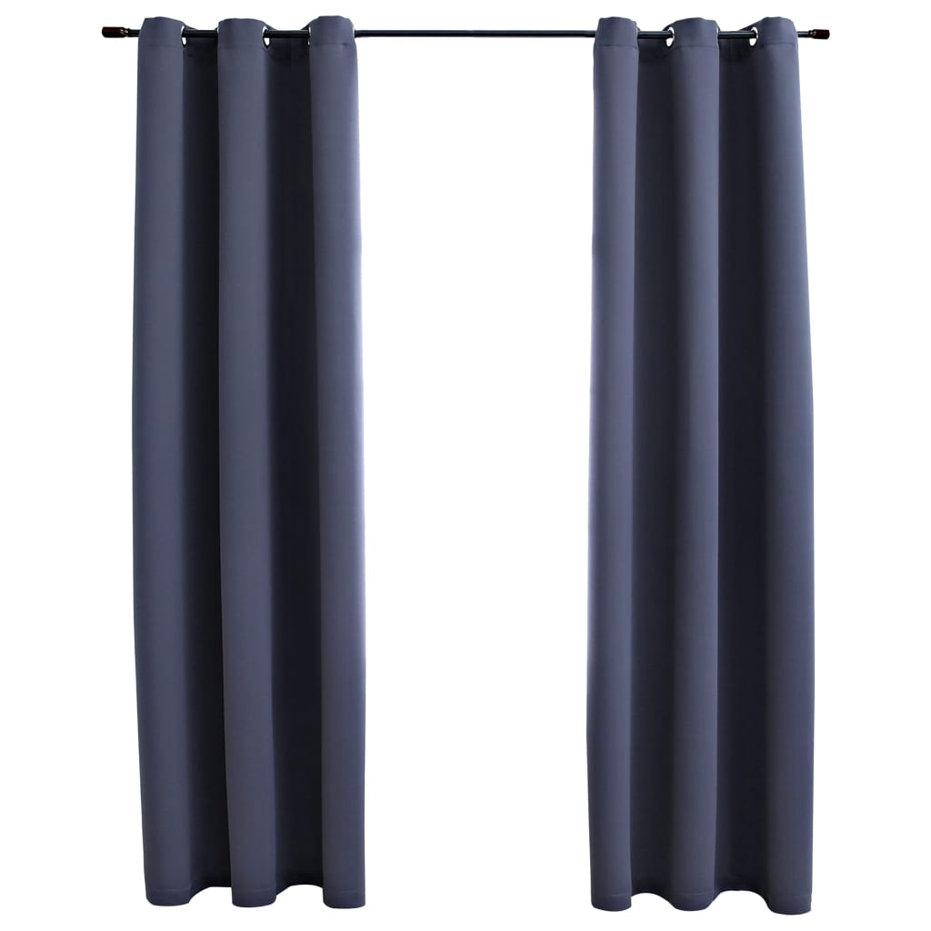 vidaXL Curtains 2 Pcs Roller Blackout Curtains Window Blinds with Rings Fabric-5