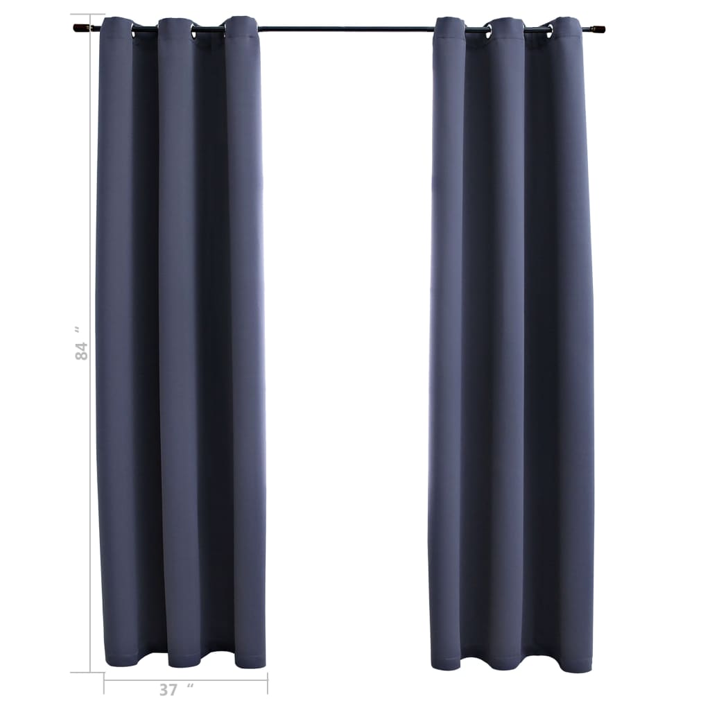 vidaXL Curtains 2 Pcs Roller Blackout Curtains Window Blinds with Rings Fabric-4