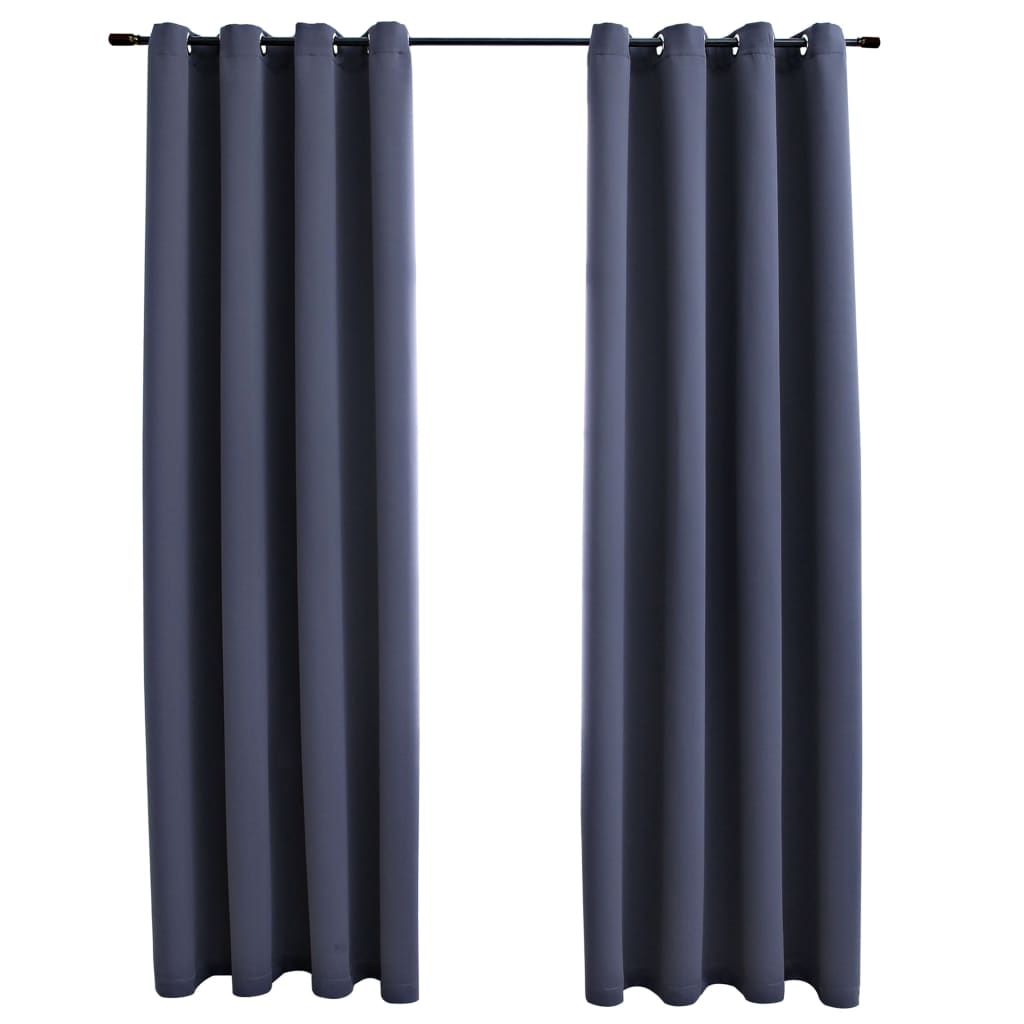 vidaXL Curtains 2 Pcs Roller Blackout Curtains Window Blinds with Rings Fabric-8