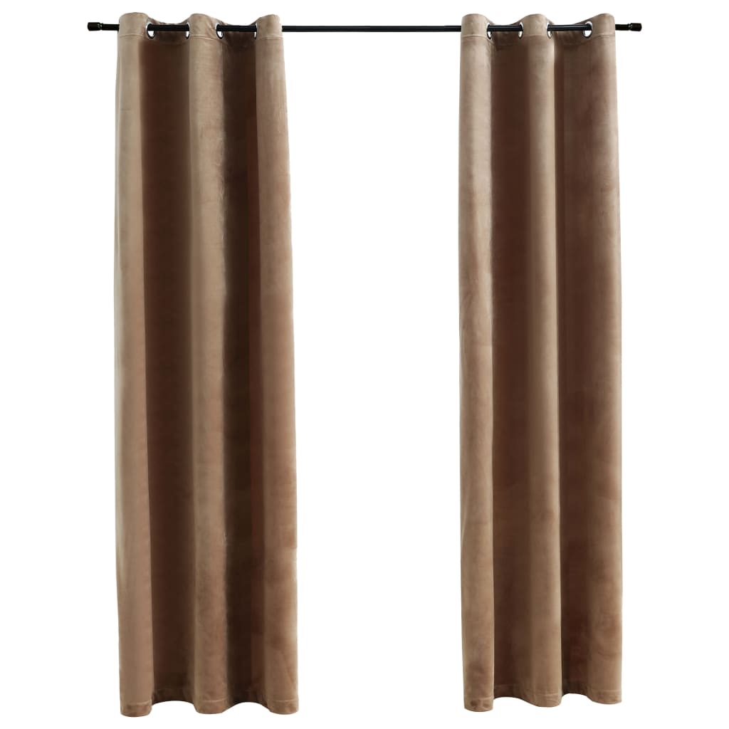 vidaXL Curtains 2 Pcs Roller Blackout Curtains Window Blinds with Rings Velvet-4