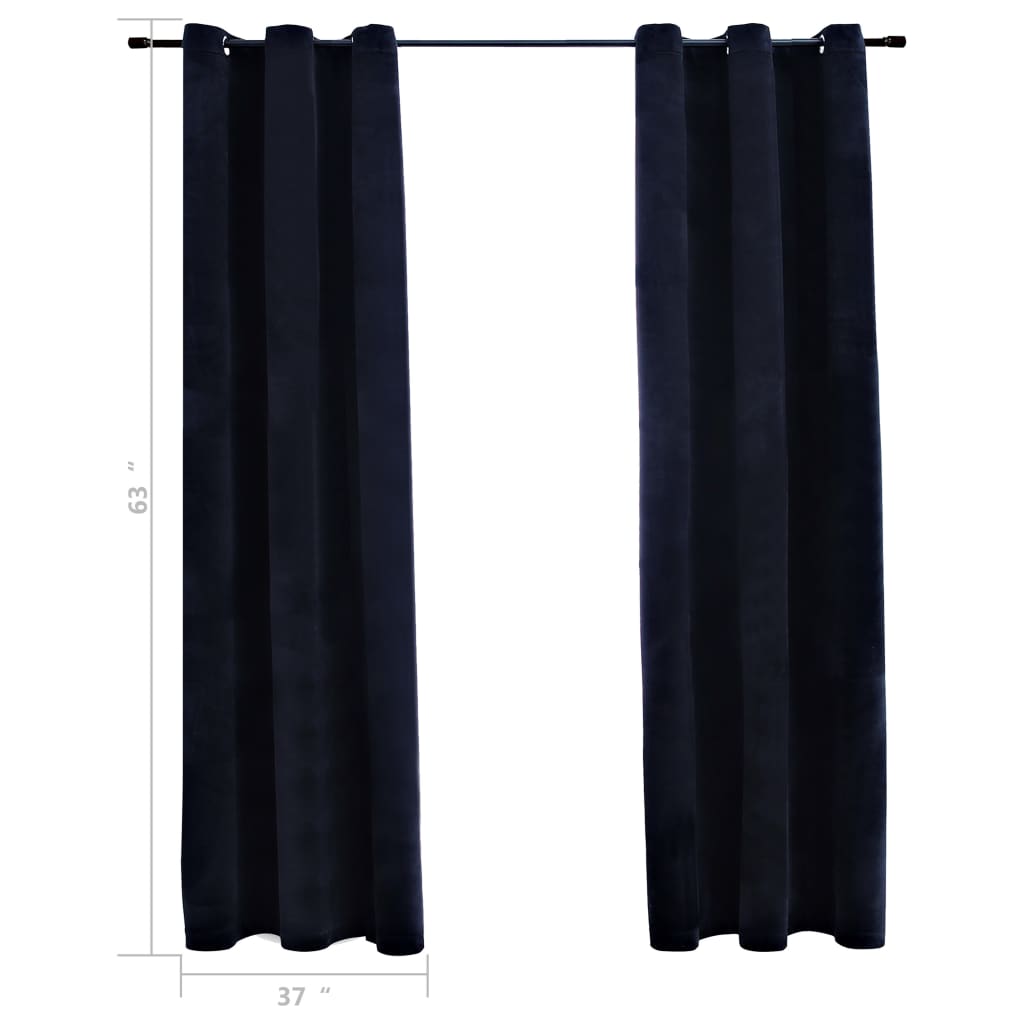 vidaXL Curtains 2 Pcs Roller Blackout Curtains Window Blinds with Rings Velvet-3