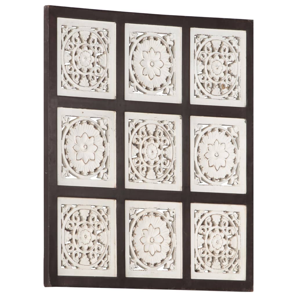 vidaXL Wall Panel Decorative Panel with Hand-Carved Design Framed Wall Art-9