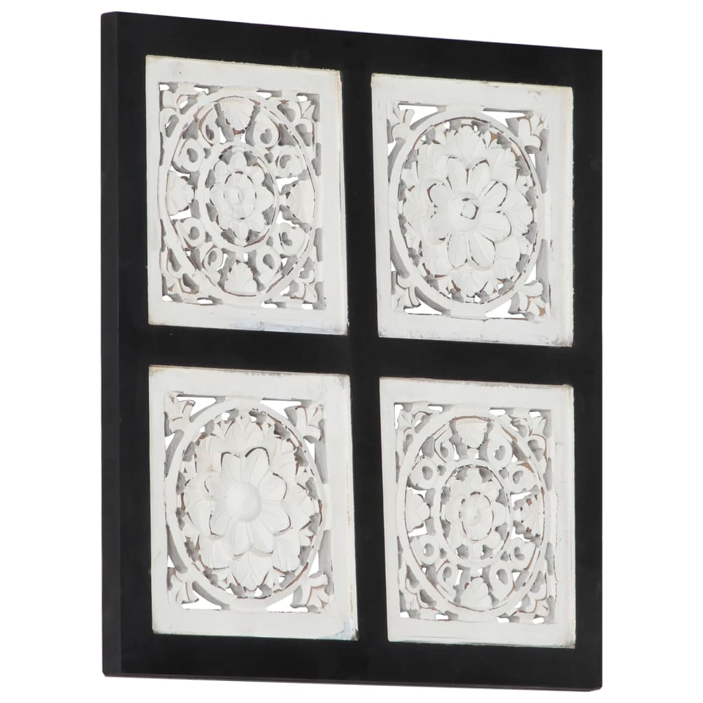 vidaXL Wall Panel Decorative Panel with Hand-Carved Design Framed Wall Art-5