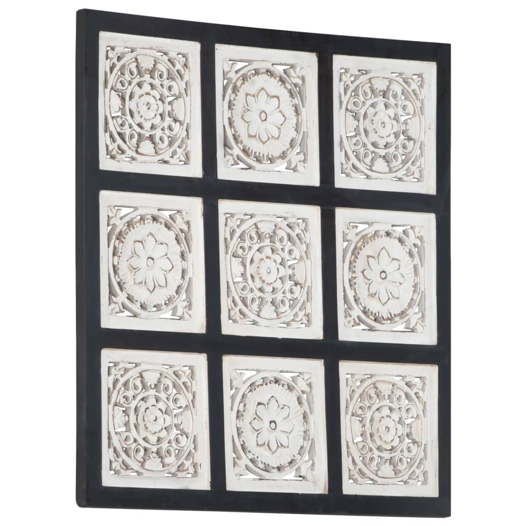 vidaXL Wall Panel Decorative Panel with Hand-Carved Design Framed Wall Art-7